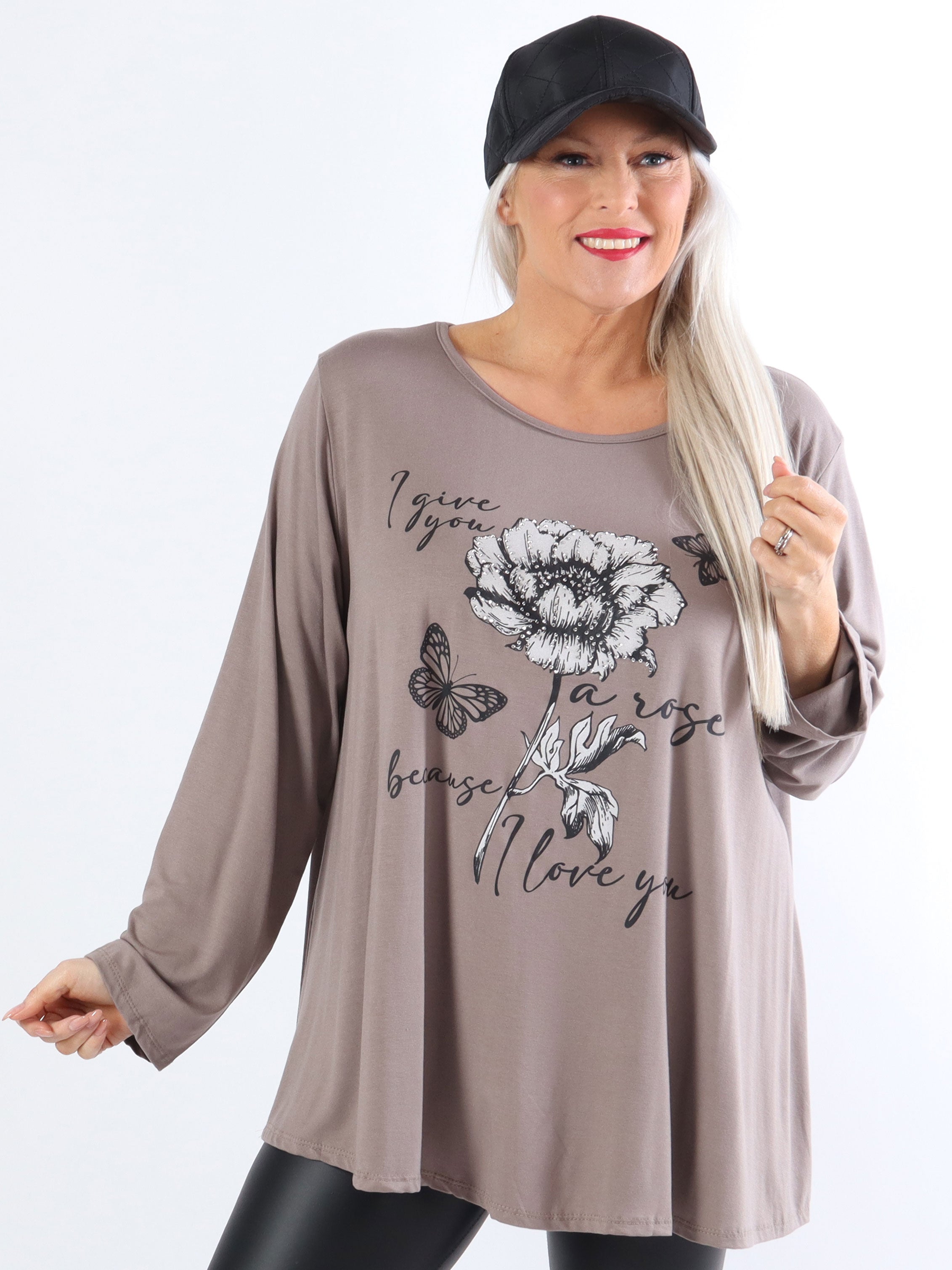 Klara - Plus size bluse i viscose med similisten og tryk